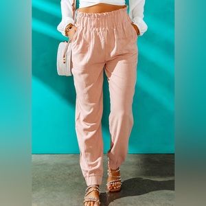 Blush Pink Paperbag Jogger Pants